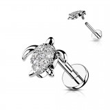 Piercing micro-labret 160 - Tortue grise strass