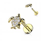 Piercing micro-labret 160 - Tortue jaune strass