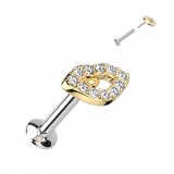 Piercing micro-labret 161 - Lèvre jaune multistrass