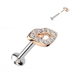 Piercing micro-labret 161 - Lèvre rose multistrass