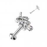 Piercing micro-labret 162 - Feuille grise avec zircones