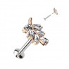 Piercing micro-labret 162 - Feuille rose avec zircones