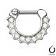 Piercing septum, oreille 18 - Zircones transparents opalite
