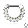Piercing septum, oreille 18 - Zircones transparents opalite