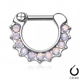 Piercing septum, oreille 18 - Zircones roses opalite