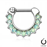 Piercing septum, oreille 18 - Zircones bleu-clair opalite
