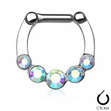 Piercing septum, oreille 21 - Zircones ronds bleu-clair auroras