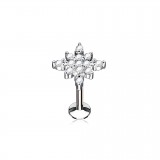 Piercing micro-labret 108 - Flocon gris avec strass