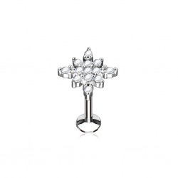Piercing micro-labret 108 - Flocon gris avec strass