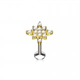 Piercing micro-labret 108 - Flocon jaune avec strass