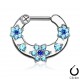 Piercing septum, oreille 23 - Trois fleurs bleu-clair