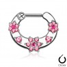 Piercing septum, oreille 23 - Trois fleurs roses