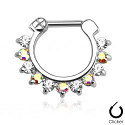 Piercing septum, oreille 24 - Transparent et aurora