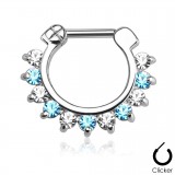 Piercing septum, oreille 24 - Transparent et bleu-clair