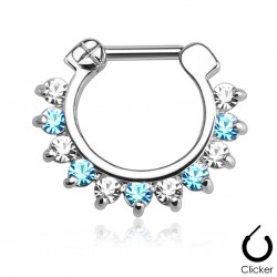 Piercing septum, oreille 24 - Transparent et bleu-clair