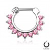 Piercing septum, oreille anneau avec onze zircones roses (25)