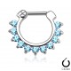 Piercing septum, oreille 25 - Onze zircones bleu-clair