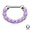 Piercing septum, oreille 27 - Aplati strass lilas