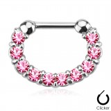 Piercing septum, oreille 27 - Aplati strass roses