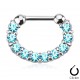 Piercing septum, oreille 27 - Aplati strass bleu-clair