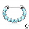 Piercing septum, oreille 27 - Aplati strass bleu-clair
