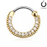 Piercing septum, oreille 40 - Jaune multiples strass