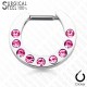 Piercing septum, oreille 32 - Neuf strass roses