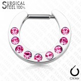 Piercing septum, oreille 32 - Neuf strass roses