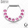 Piercing septum, oreille anneau avec neuf strass roses (32)