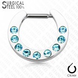 Piercing septum, oreille 32 - Neuf strass bleu-clair