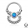Piercing septum, oreille 35 - Deux anneaux opale bleue