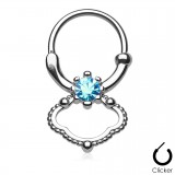 Piercing septum, oreille 37 - Double anneau zircone bleu-clair