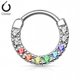 Piercing septum, oreille 38 - Multiples strass rainbow