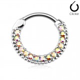 Piercing septum, oreille 38 - Multiples strass auroras