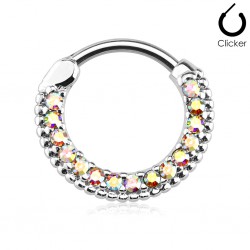 Piercing septum, oreille 38 - Multiples strass auroras