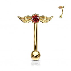 Piercing arcade 12 - Jaune cristal avec des ailes