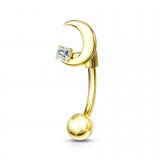 Piercing arcade 16 - Lune jaune avec strass