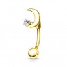 Piercing arcade 16 - Lune jaune avec strass
