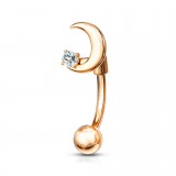 Piercing arcade 16 - Lune rose avec strass