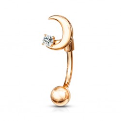 Piercing arcade 16 - Lune rose avec strass