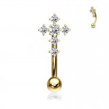 Piercing arcade 32 - Croix jaune avec strass