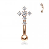 Piercing arcade 32 - Croix rose avec strass