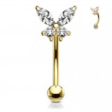 Piercing arcade 50 - Papillon jaune cristal transparent