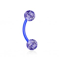 Piercing arcade acrylique 44 - Flexible bleu paillettes
