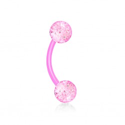 Piercing arcade acrylique 44 - Flexible rose paillettes
