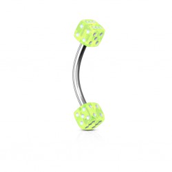 Piercing arcade acrylique 01 - Deux dés vert-pomme