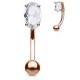 Piercing arcade plaqué-or 18 - Rose cristal ovale