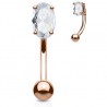 Piercing arcade plaqué-or 18 - Rose cristal ovale