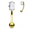 Piercing arcade plaqué-or 18 - Jaune cristal ovale