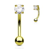 Piercing arcade plaqué-or 14 - Jaune cristal rond